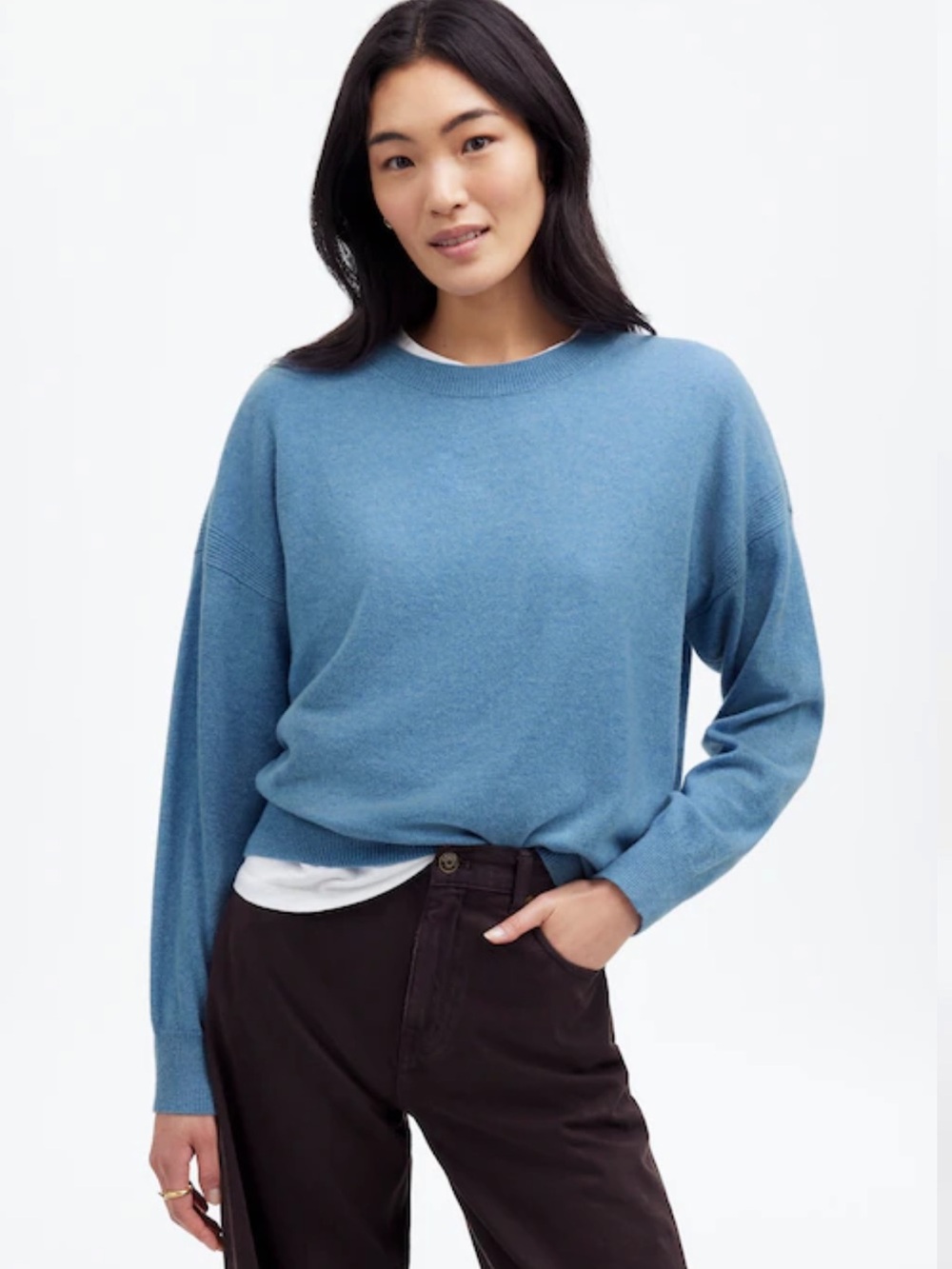 Madewell Cashmere Light Blue Women's Crewneck Sweater